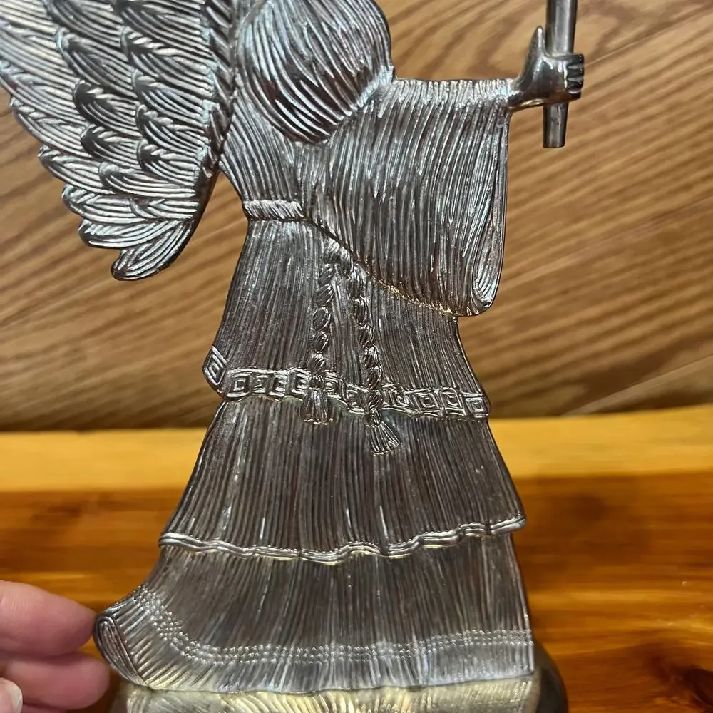 Vintage 1994 International Silver‎ Co Silver Plated Angel W Taper Candle Holder